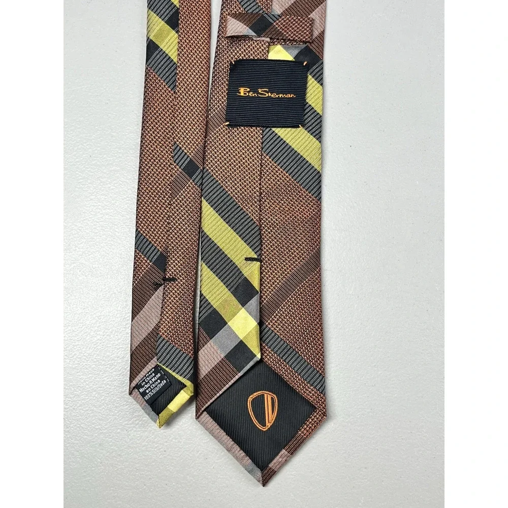 Ben Sherman Silk Tie Plaid Hand Made Mens Necktie 2 5/8